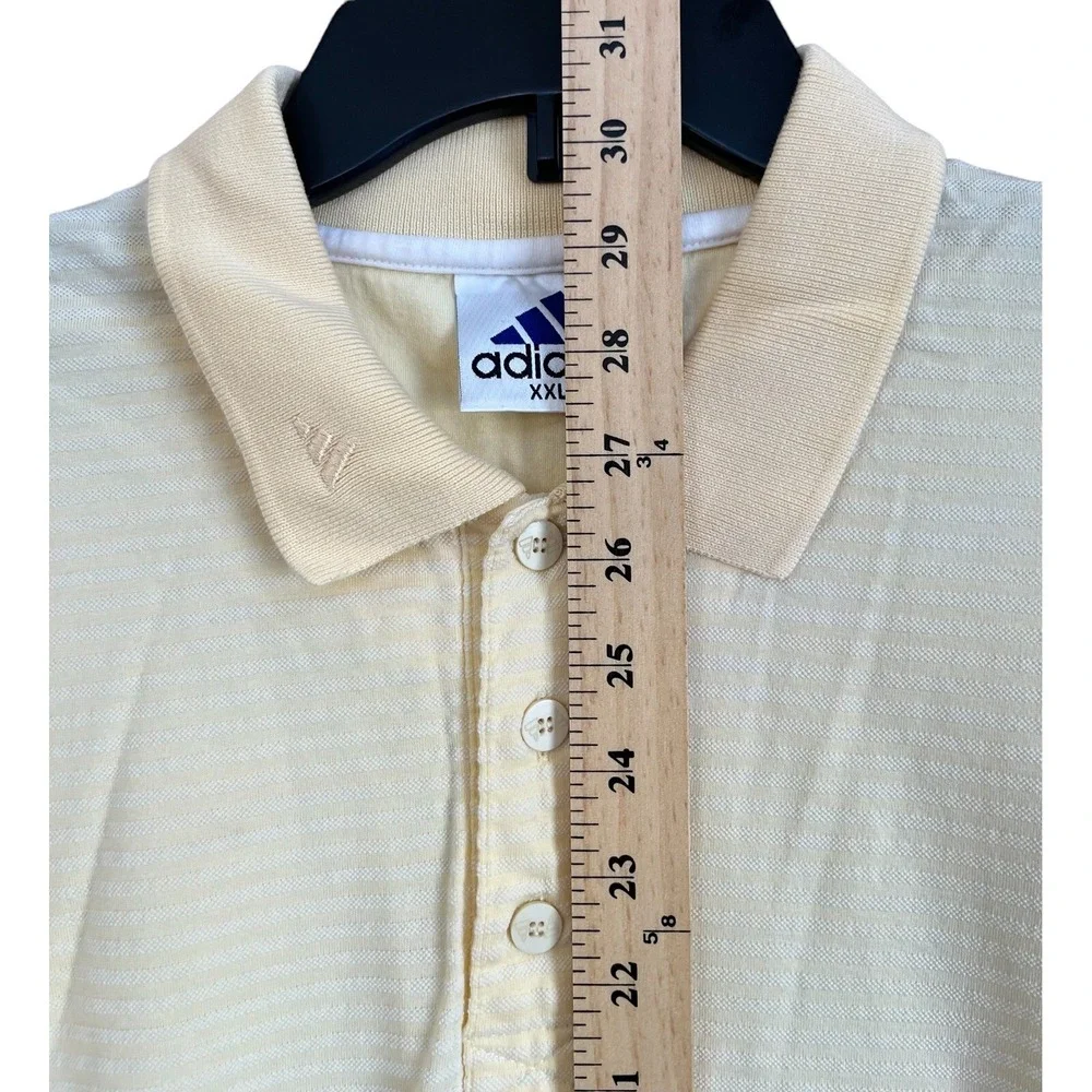 Adidas Polo Shirt Mens XXL Yellow Textured Short Sleeve Golf Preppy Casual
